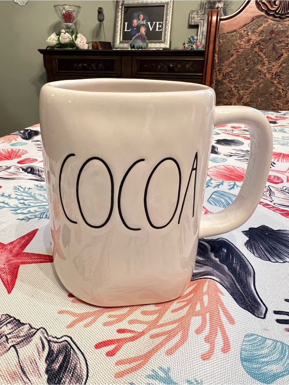 Rae Dunn White Ceramic COCOA Mug with Comfortable Handle